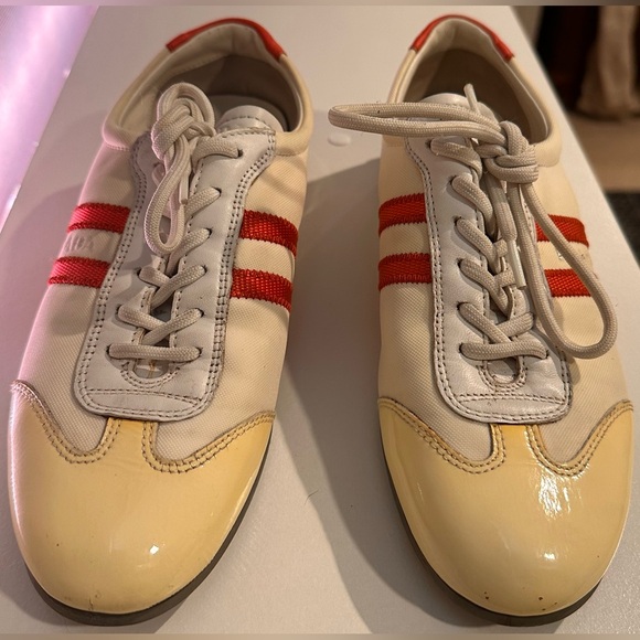 Ladies Prada Vintage White & Coral Distressed Sneaker w Dust Bag - HOST PICK - Picture 7 of 16